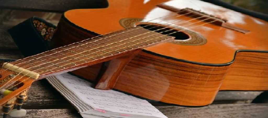 notebook and guitar