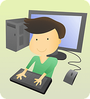 typing on computer